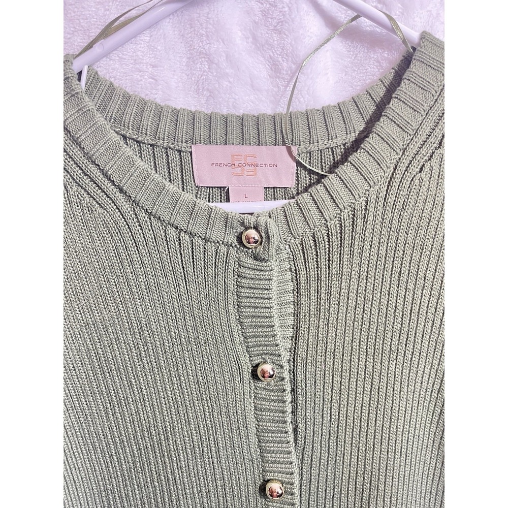 French Connection Women's Green Stretch Dress Size L – Short Length, Button - Picture 2 of 7